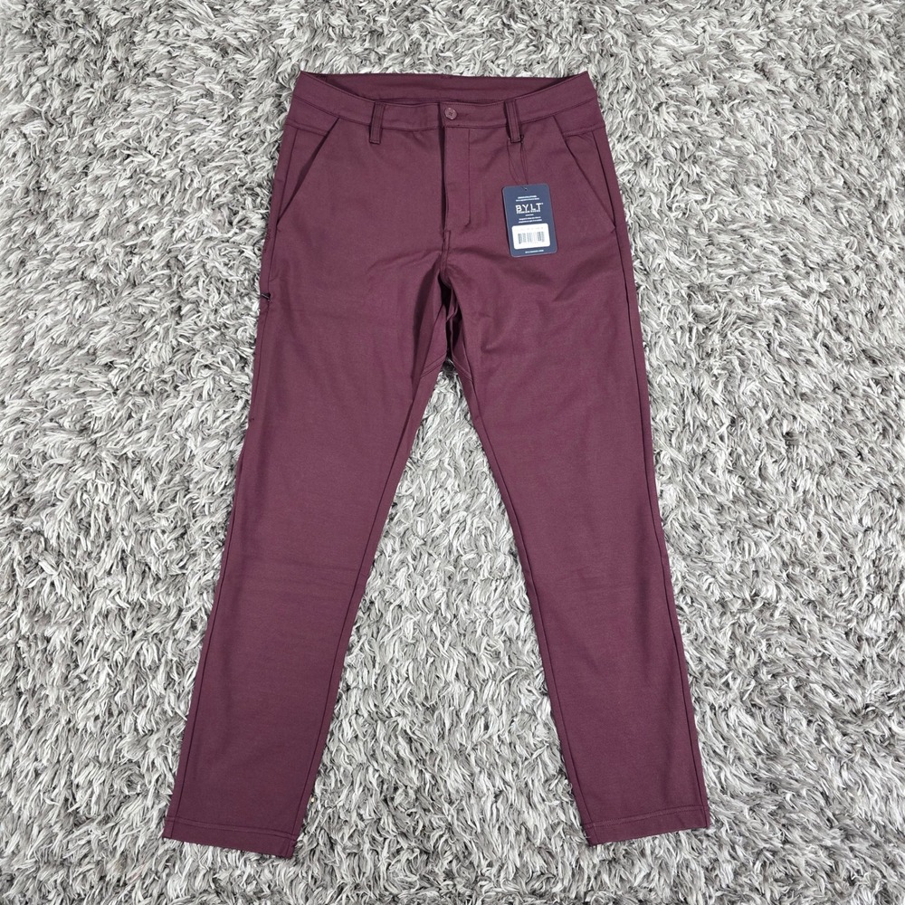 BYLT Premium Basics Everyday Pant 2.0 Slim Fit Maroon Size 34 EDAY2_PANT_MRN_34